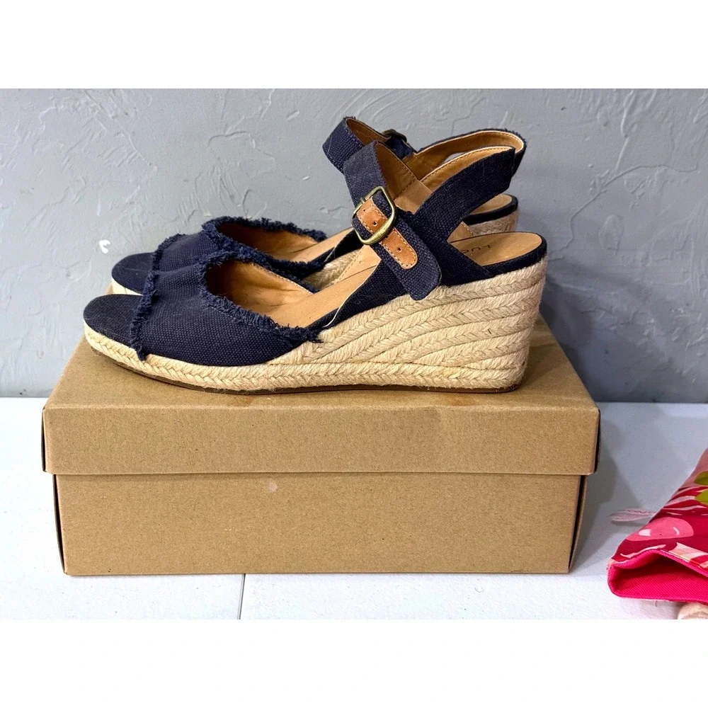 Lucky Brand Mindra Indigo Heavy Canvas Espadrille Wedge Sandals Womens 9.5M